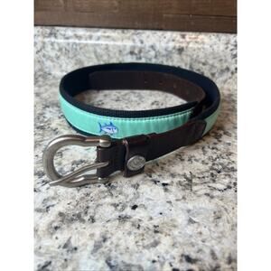 Southern Tide Skipjack Ribbon Belt, Brown Leather, Mens Size 32